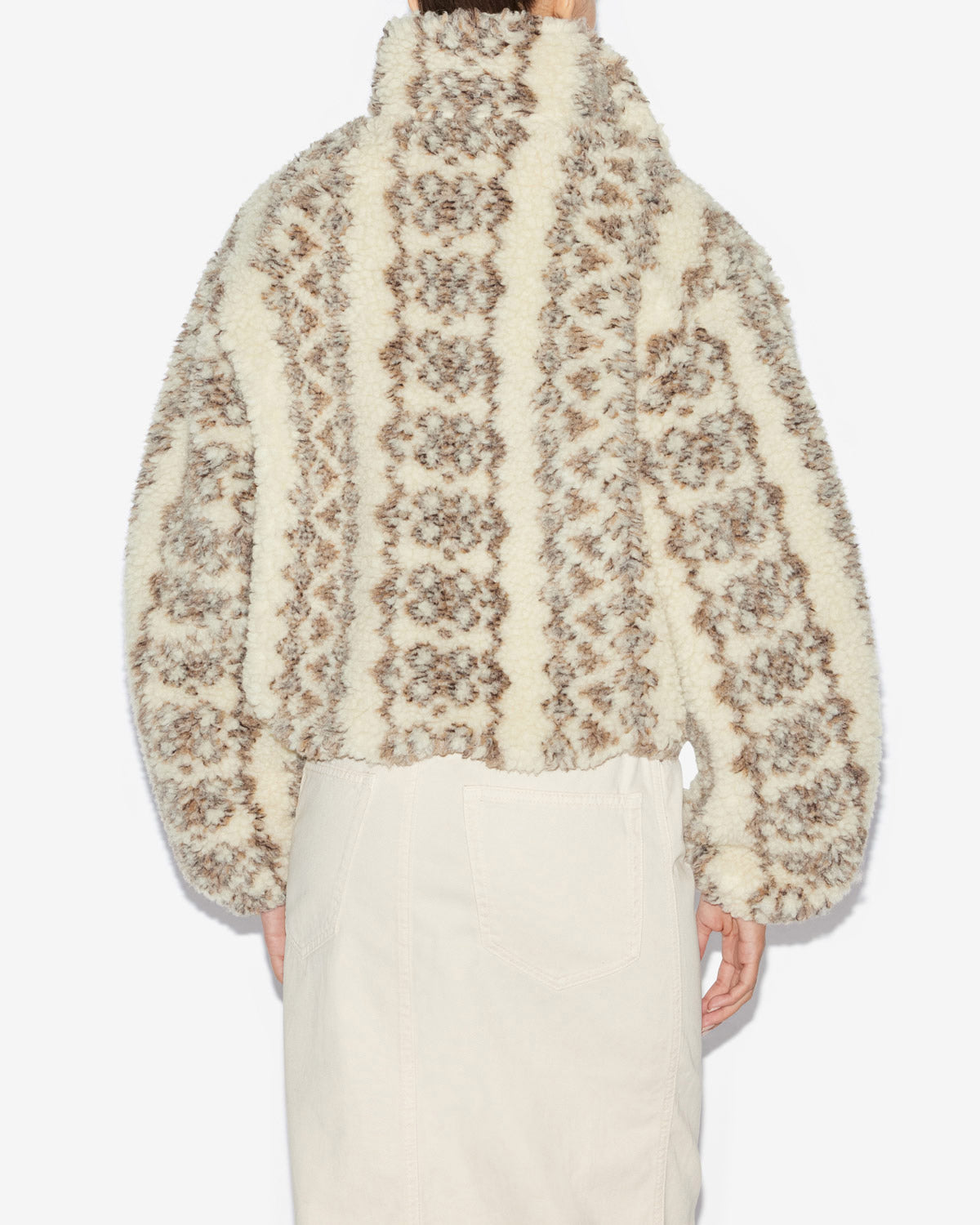 Abrigo corto mackensy efecto borrego estampado - Ecru-brown - Woman - 4