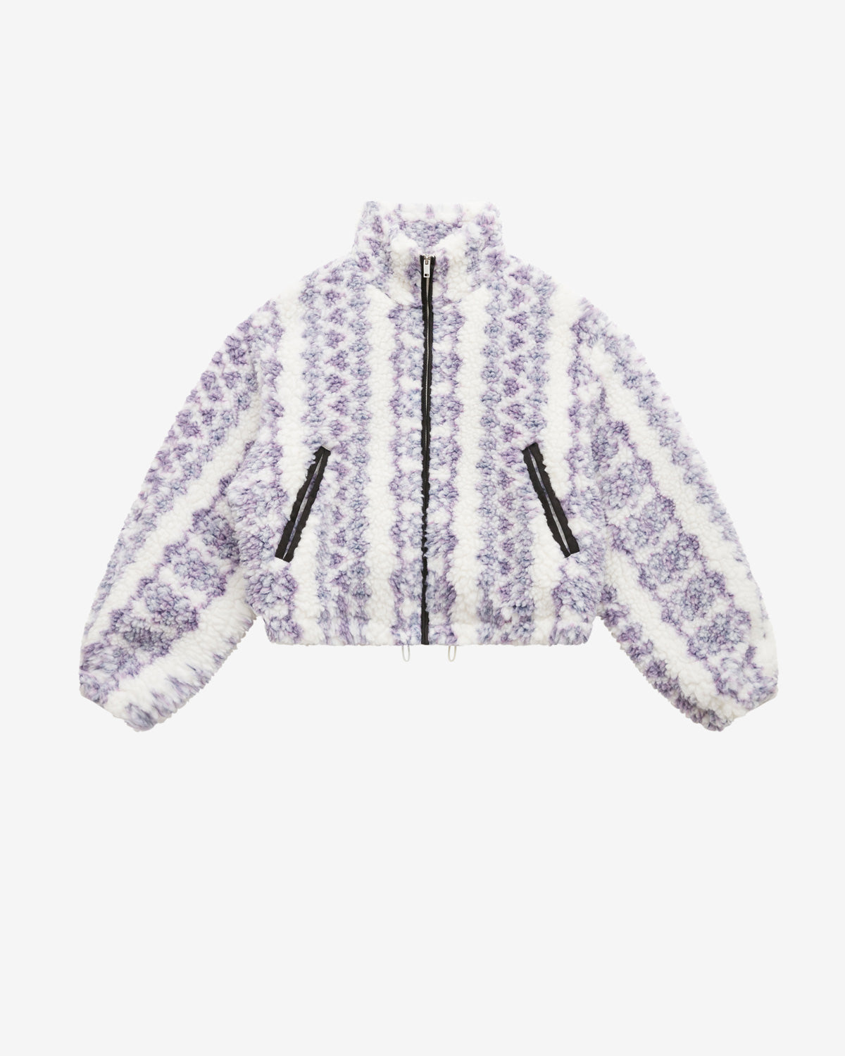 Abrigo corto mackensy efecto borrego estampado - Ecru-purple - Woman - 5