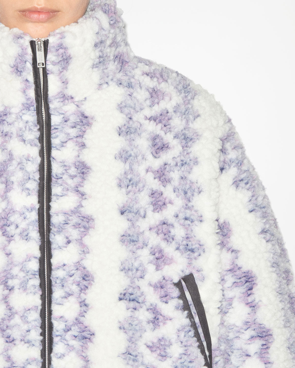 Abrigo corto mackensy efecto borrego estampado - Ecru-purple - Woman - 2