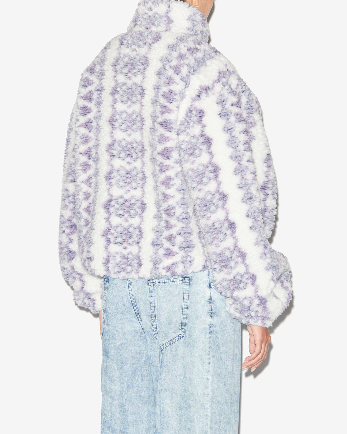 Abrigo corto mackensy efecto borrego estampado - Ecru-purple - Woman - 4