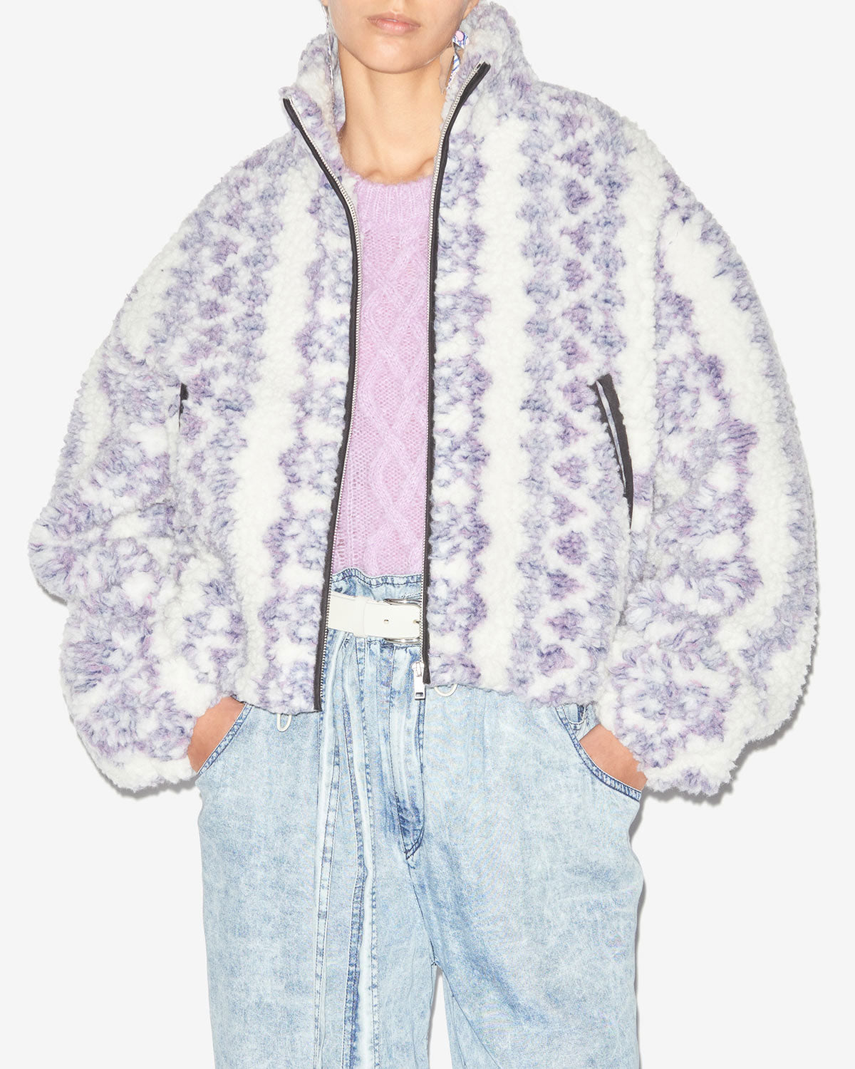 Mackensy coat Woman Ecru-purple 4