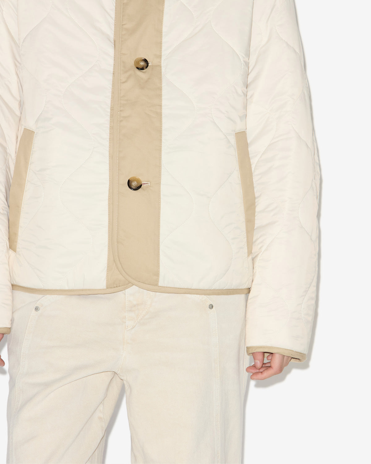 Himala reversible coat in quilted, zebra patterned wool - Raspberry-beige - Woman - 2