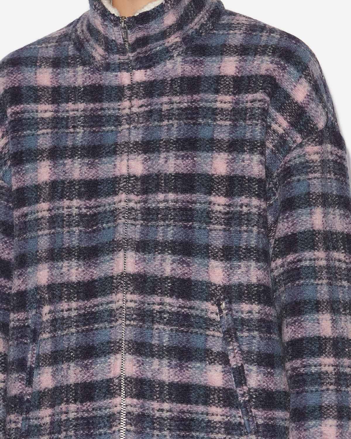 Abrigo corto giovany en mezcla de lana de cuadros - Lilac-navy - Woman - 2