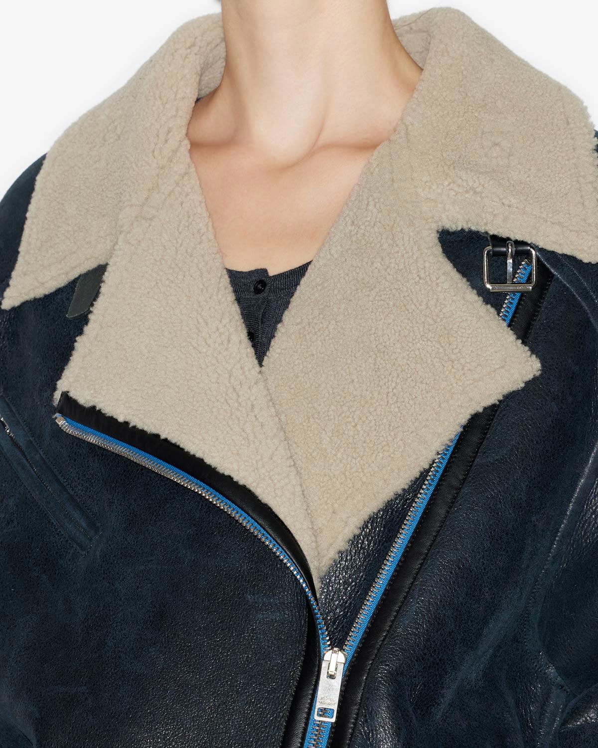 Kurzmantel adelina aus gewendetem lammleder - Schwarz gewaschen - Woman - 2