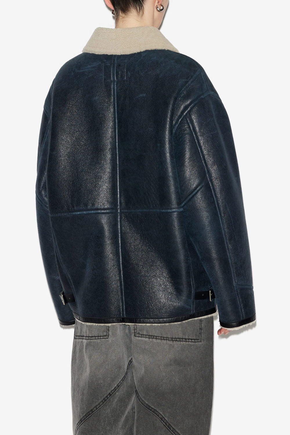 Adelina short coat in suede lambskin leather - Black - Woman - 5