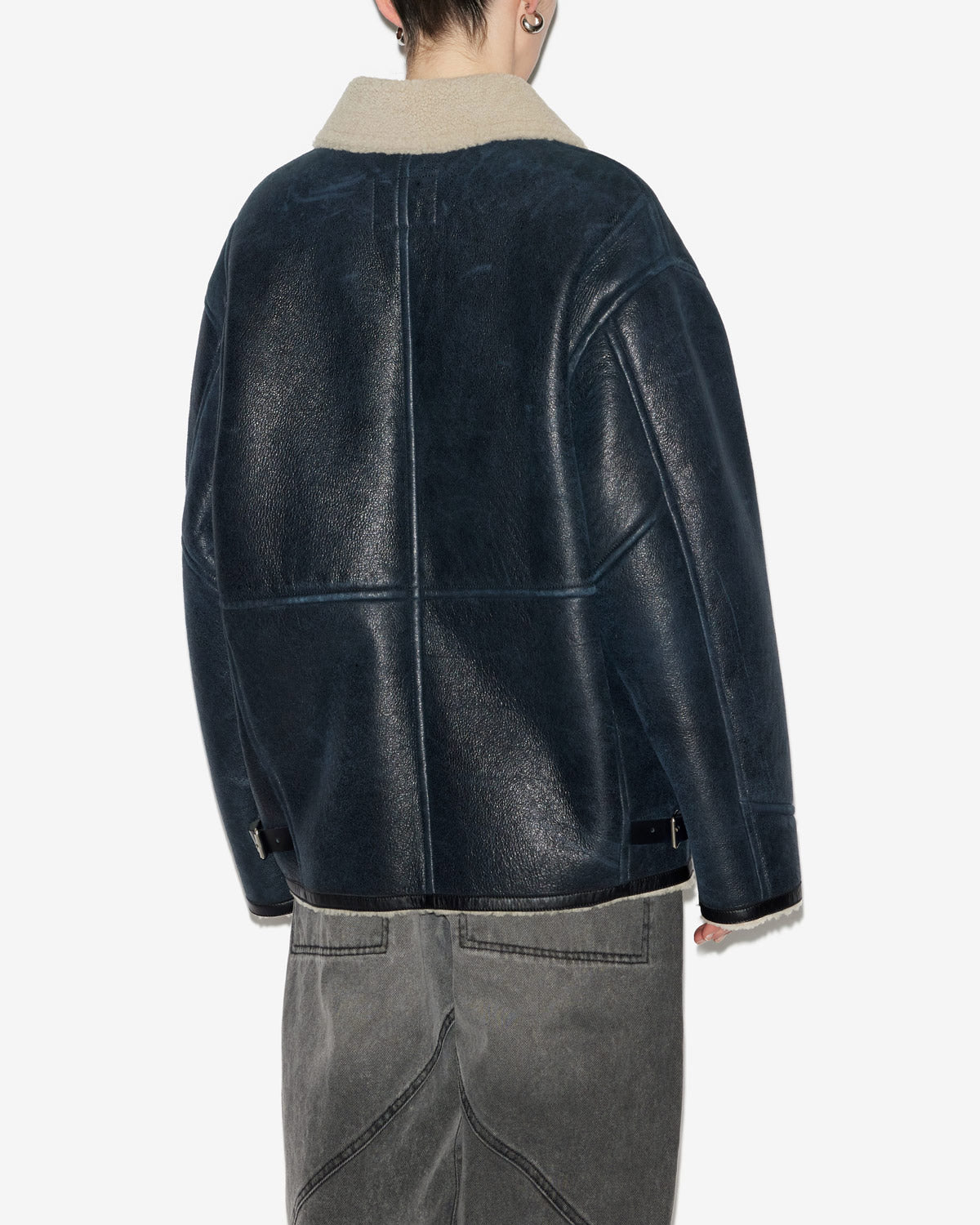 Kurzmantel adelina aus gewendetem lammleder - Schwarz gewaschen - Woman - 4