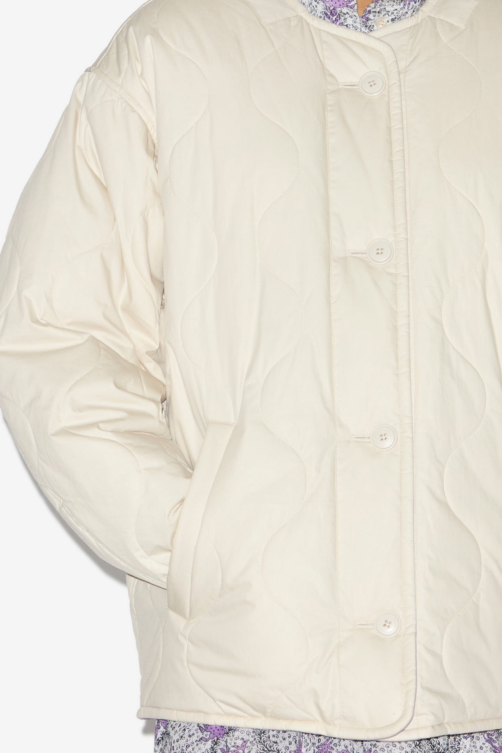 Nesmae quilted plain-colored cotton blend coat - Beige-lilac - Woman - 3