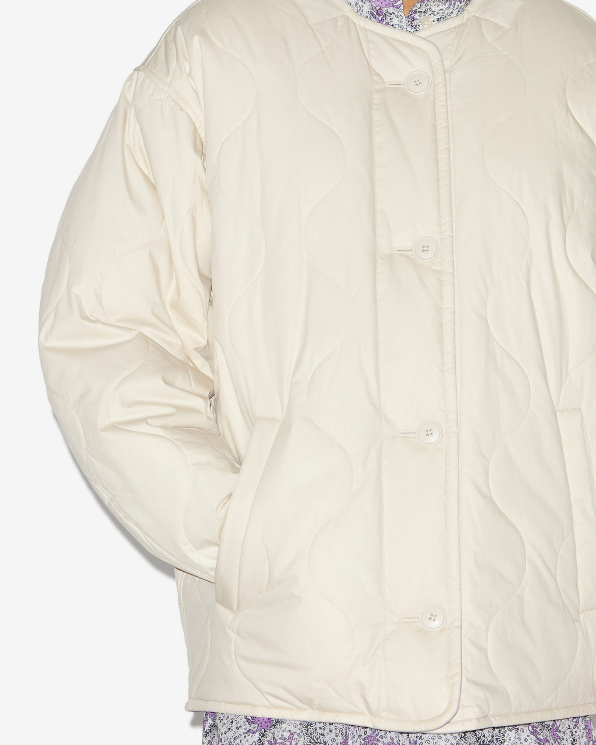 Nesmae quilted plain-colored cotton blend coat - Beige-lilac - Woman - 2