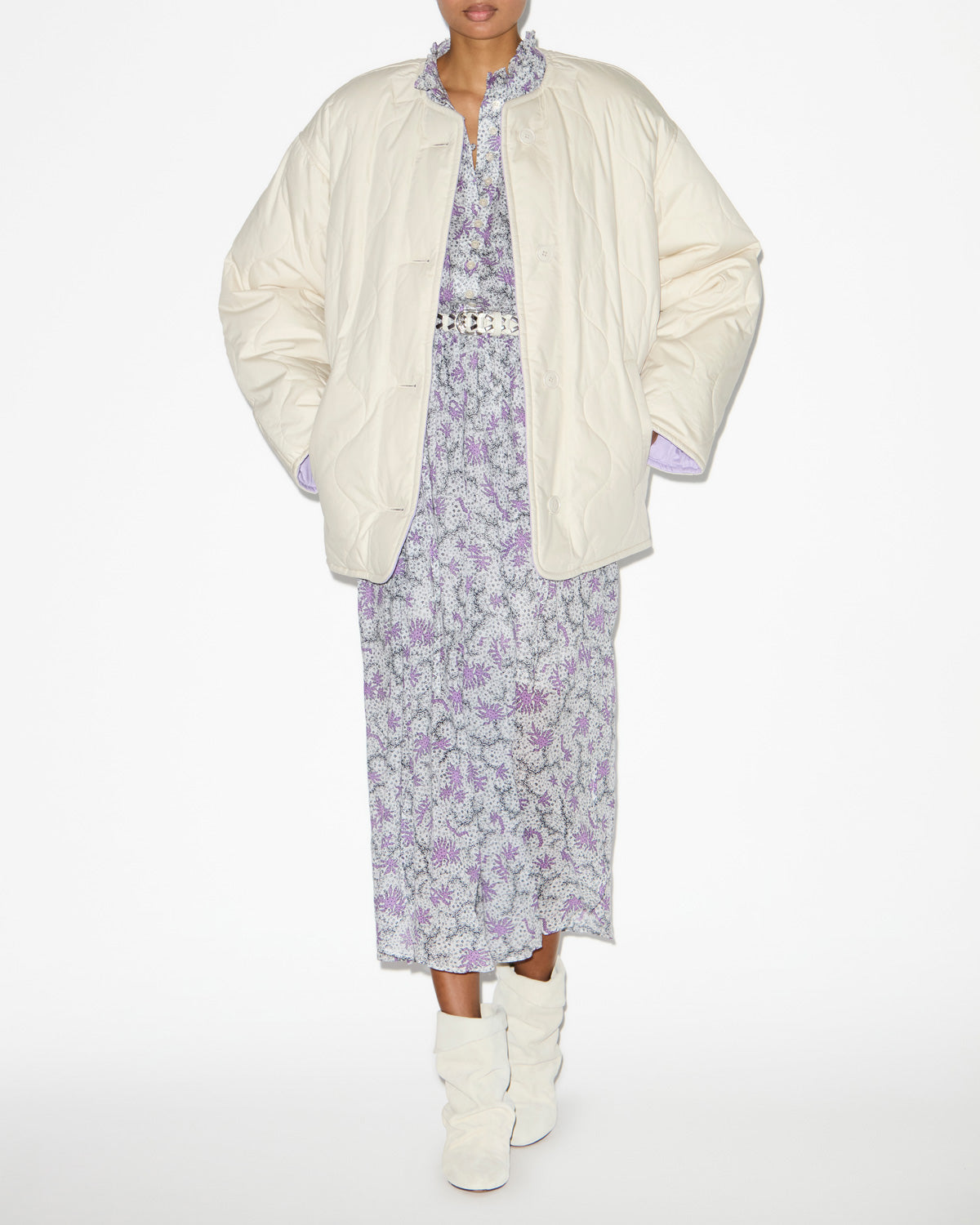 Nesmae coat Woman Beige-lilac 4