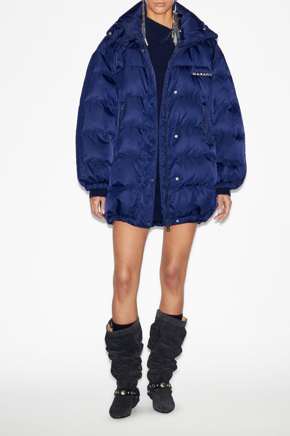 벨리즈(belize) 미디 기장 플레인 패딩 코트 - Midnight - Woman - 2