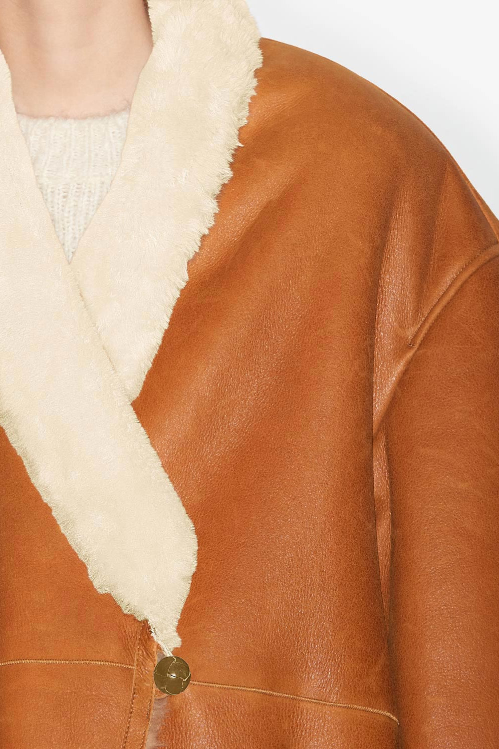 Elanore reversible coat in suede lambskin leather - Cinnamon - Woman - 3