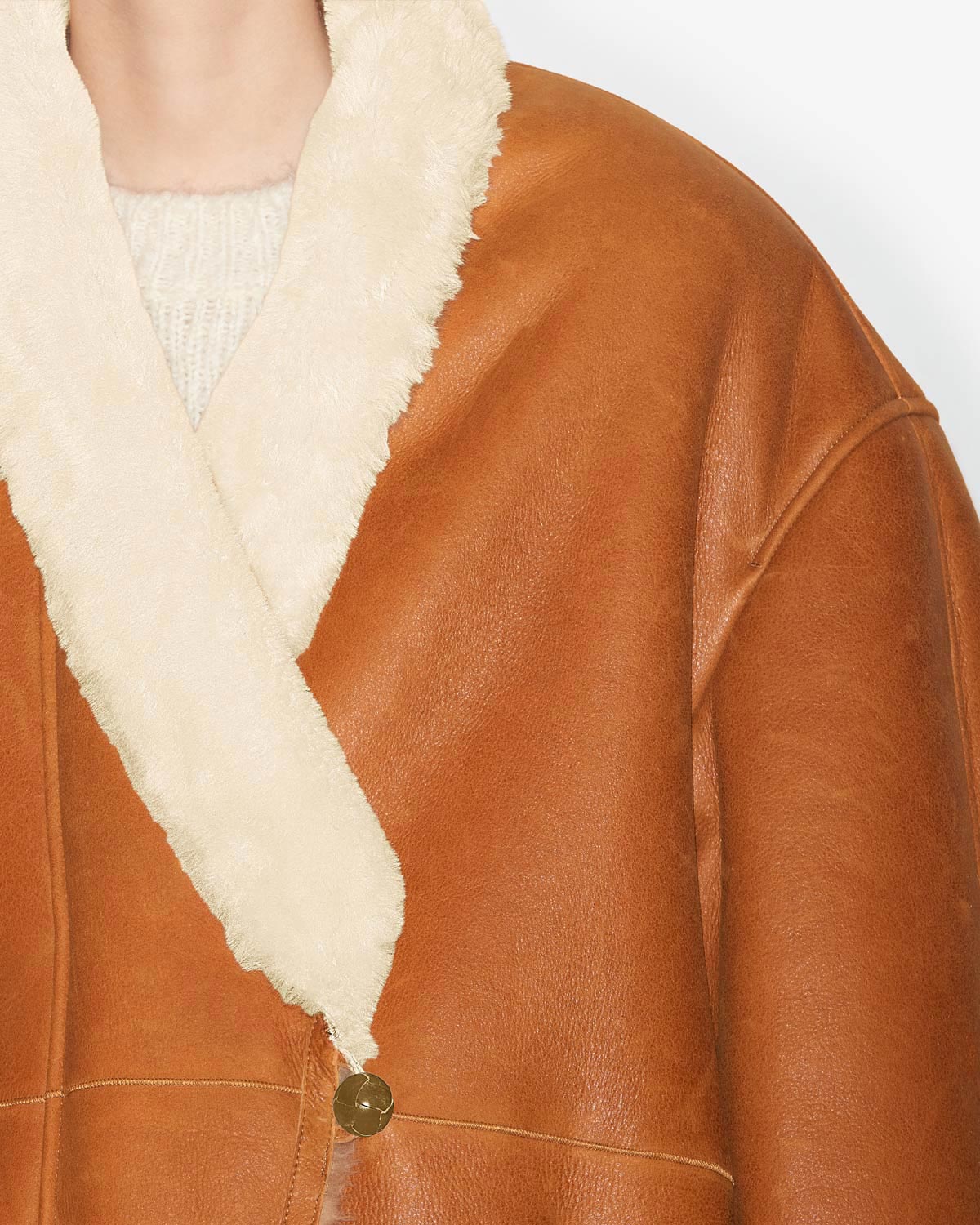 Elanore reversible coat in suede lambskin leather - Cinnamon - Woman - 2