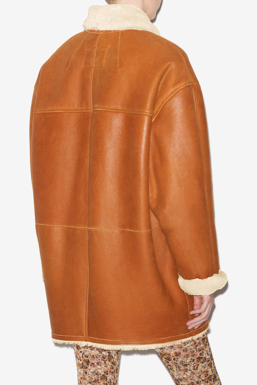 Elanore reversible coat in suede lambskin leather - Cinnamon - Woman - 5