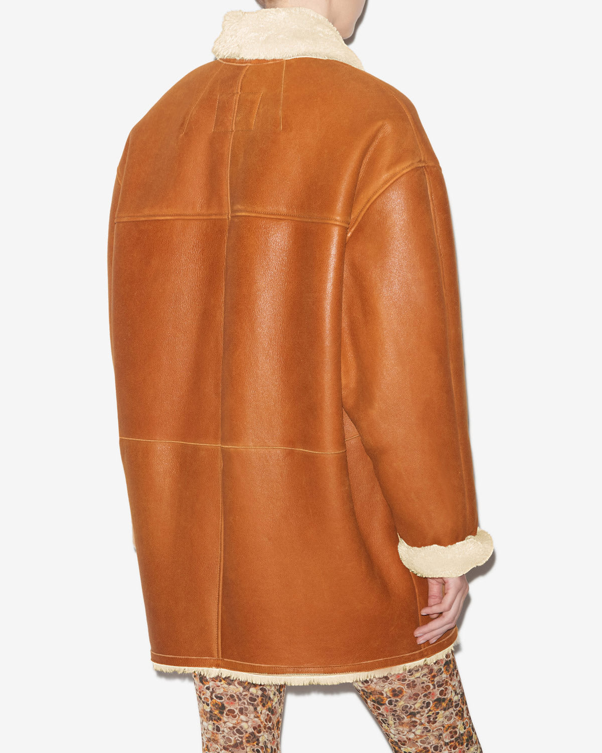 Elanore reversible coat in suede lambskin leather - Cinnamon - Woman - 4
