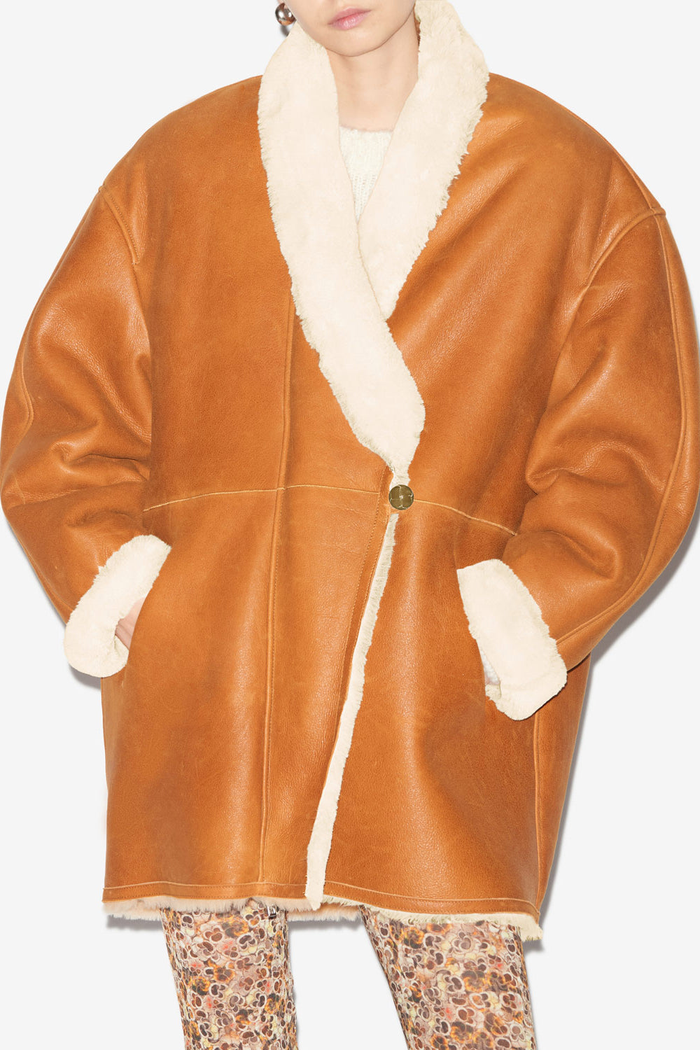 Elanore reversible coat in suede lambskin leather - Cinnamon - Woman - 4