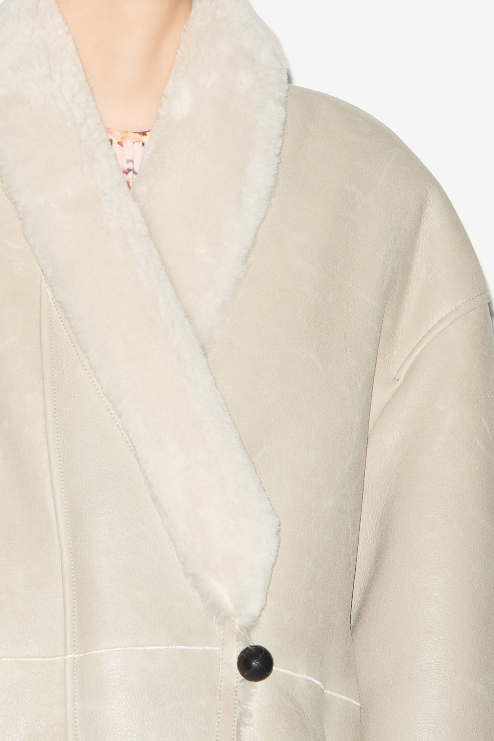 Elanore reversible coat in suede lambskin leather - Chalk - Woman - 3