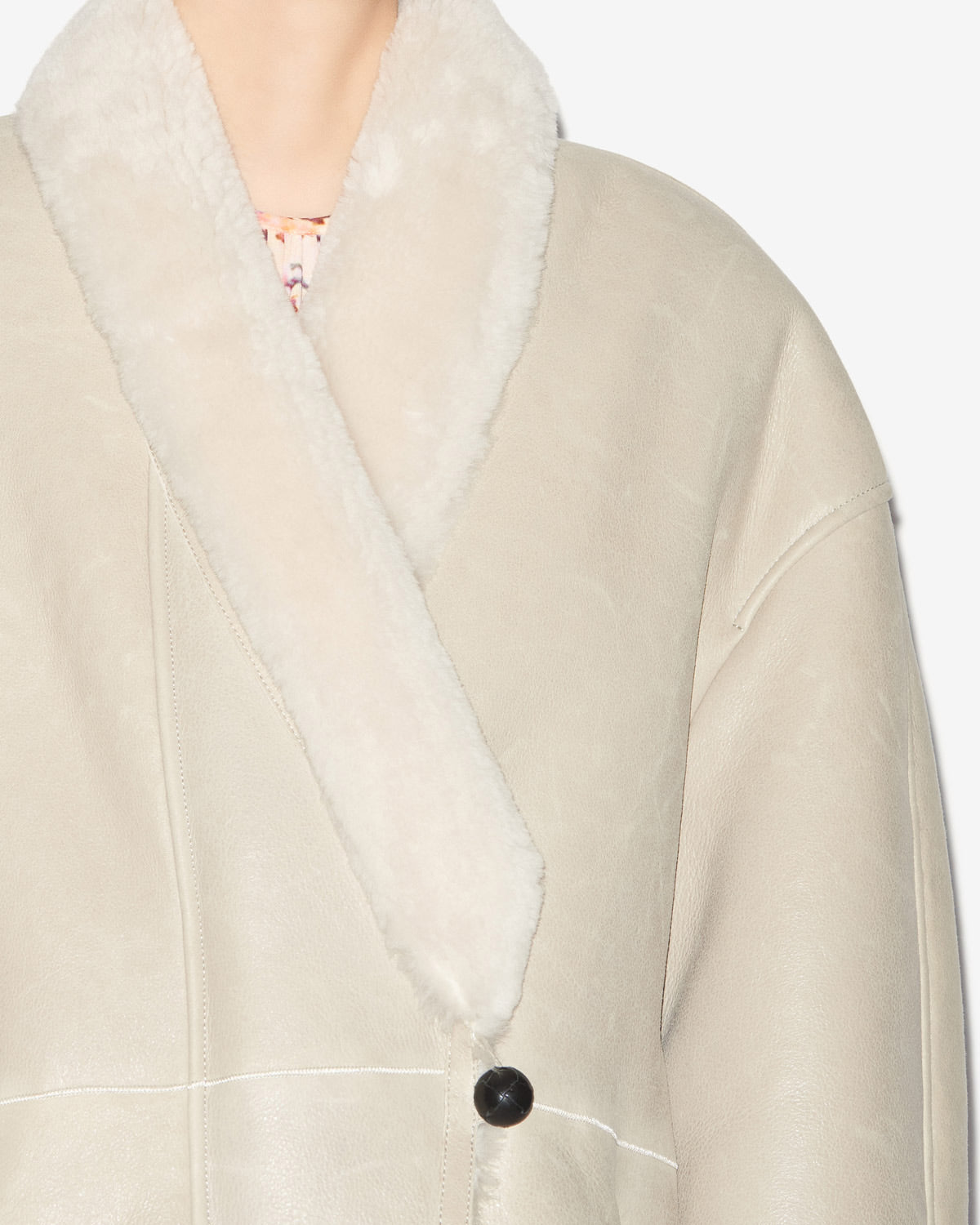 Elanore reversible coat in suede lambskin leather - Chalk - Woman - 2