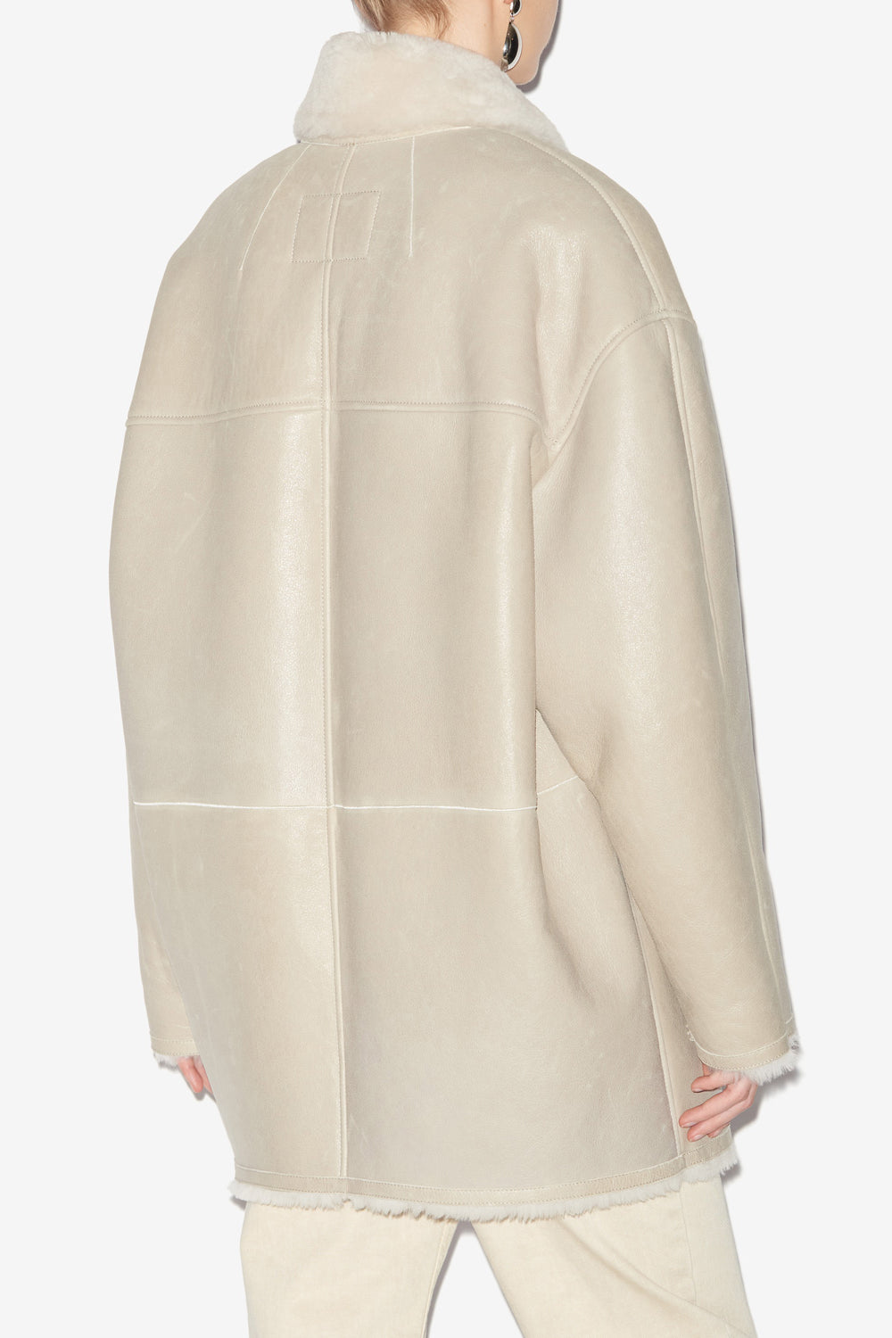 Elanore reversible coat in suede lambskin leather - Chalk - Woman - 5
