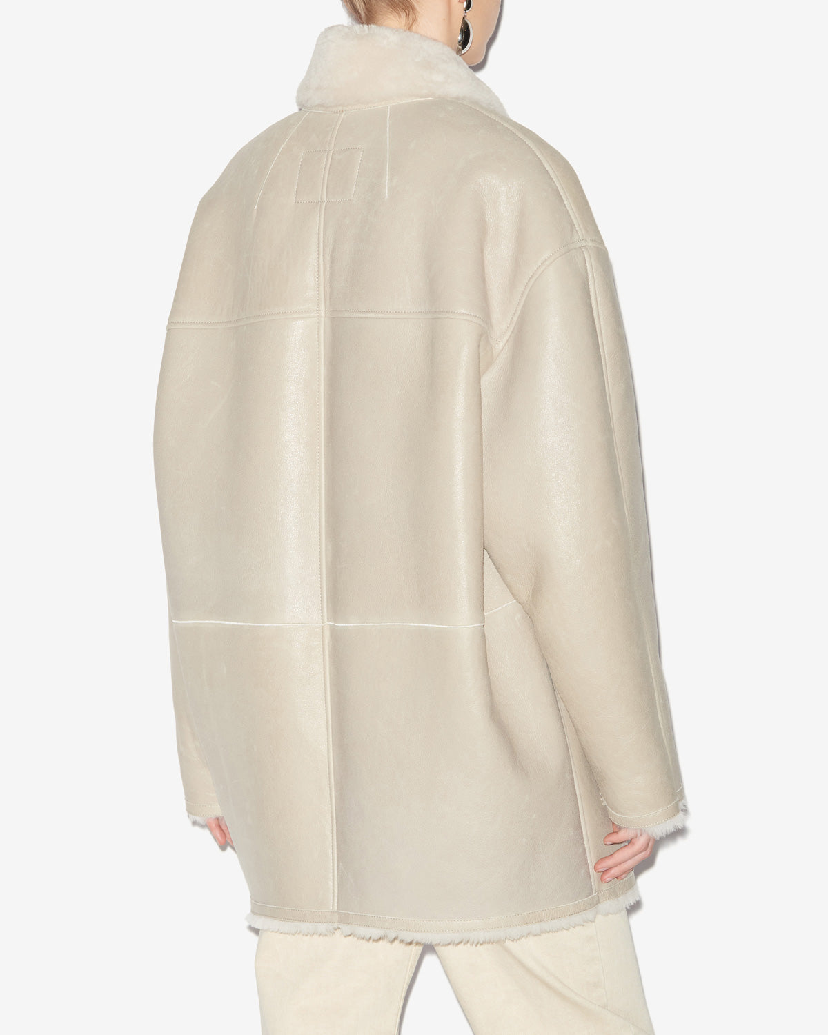 Elanore reversible coat in suede lambskin leather - Chalk - Woman - 4