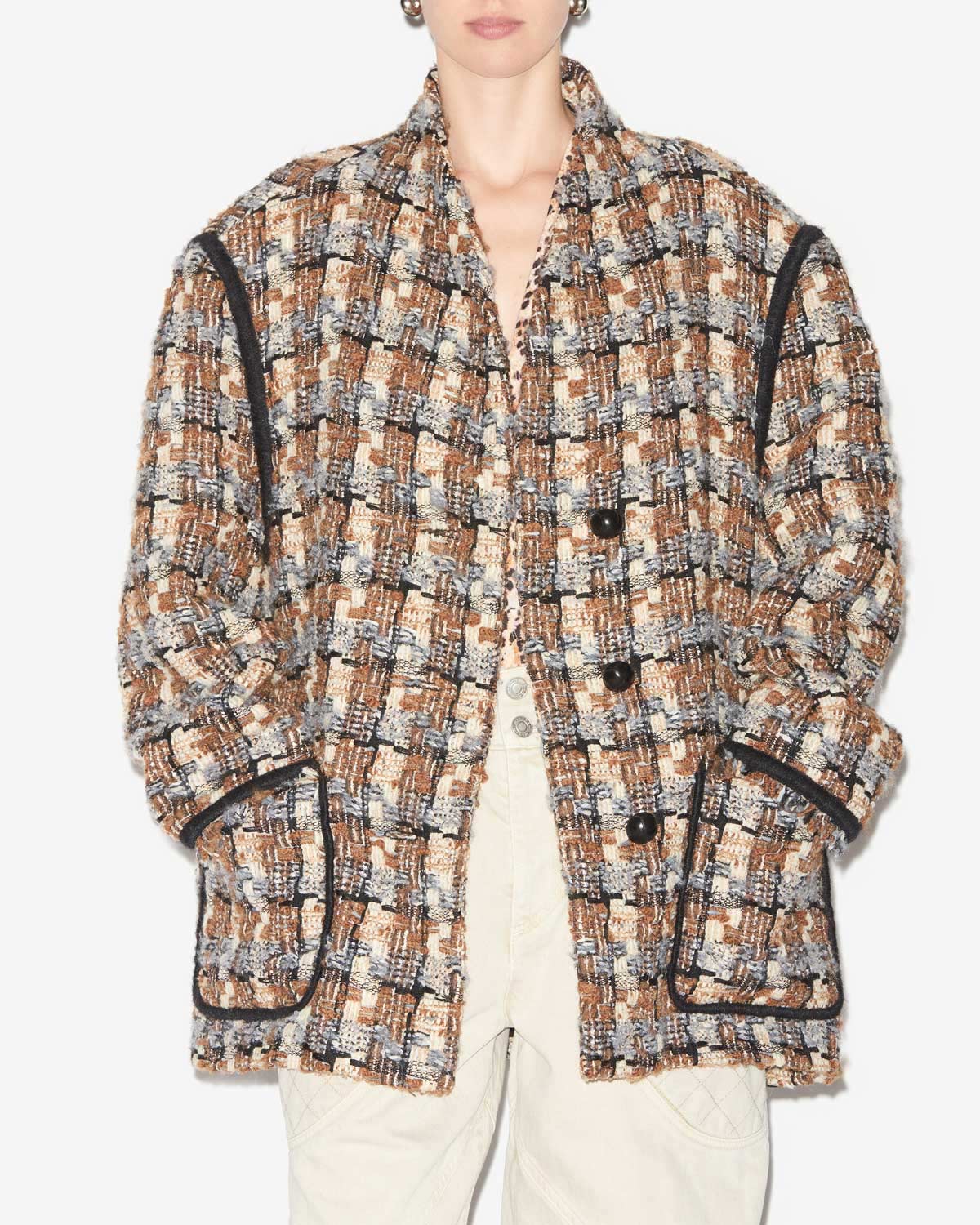 Elanore tweed coat - Chestnut-ecru - Woman - 2