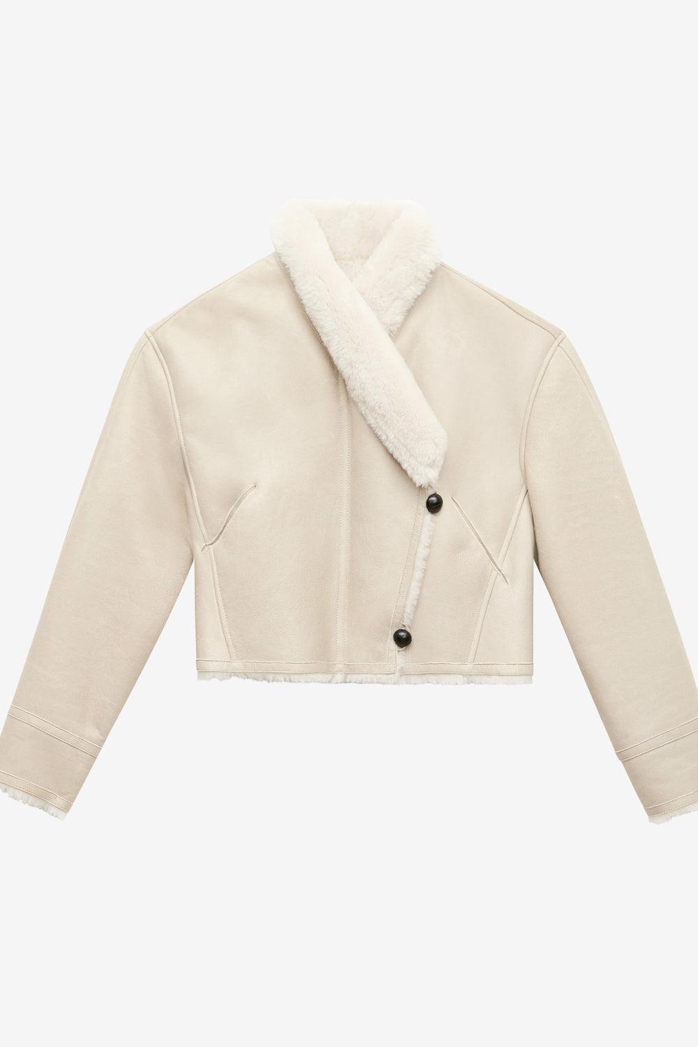 Eriana reversible coat in suede lambskin leather - Chalk - Woman - 1