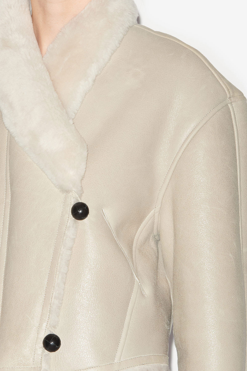 Eriana reversible coat in suede lambskin leather - Chalk - Woman - 3
