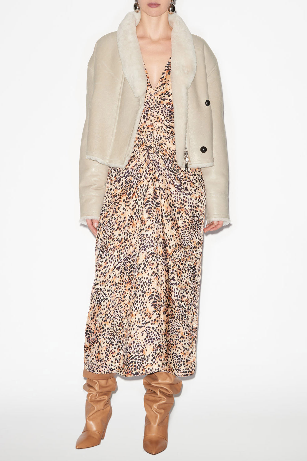 Eriana reversible coat in suede lambskin leather - Chalk - Woman - 2