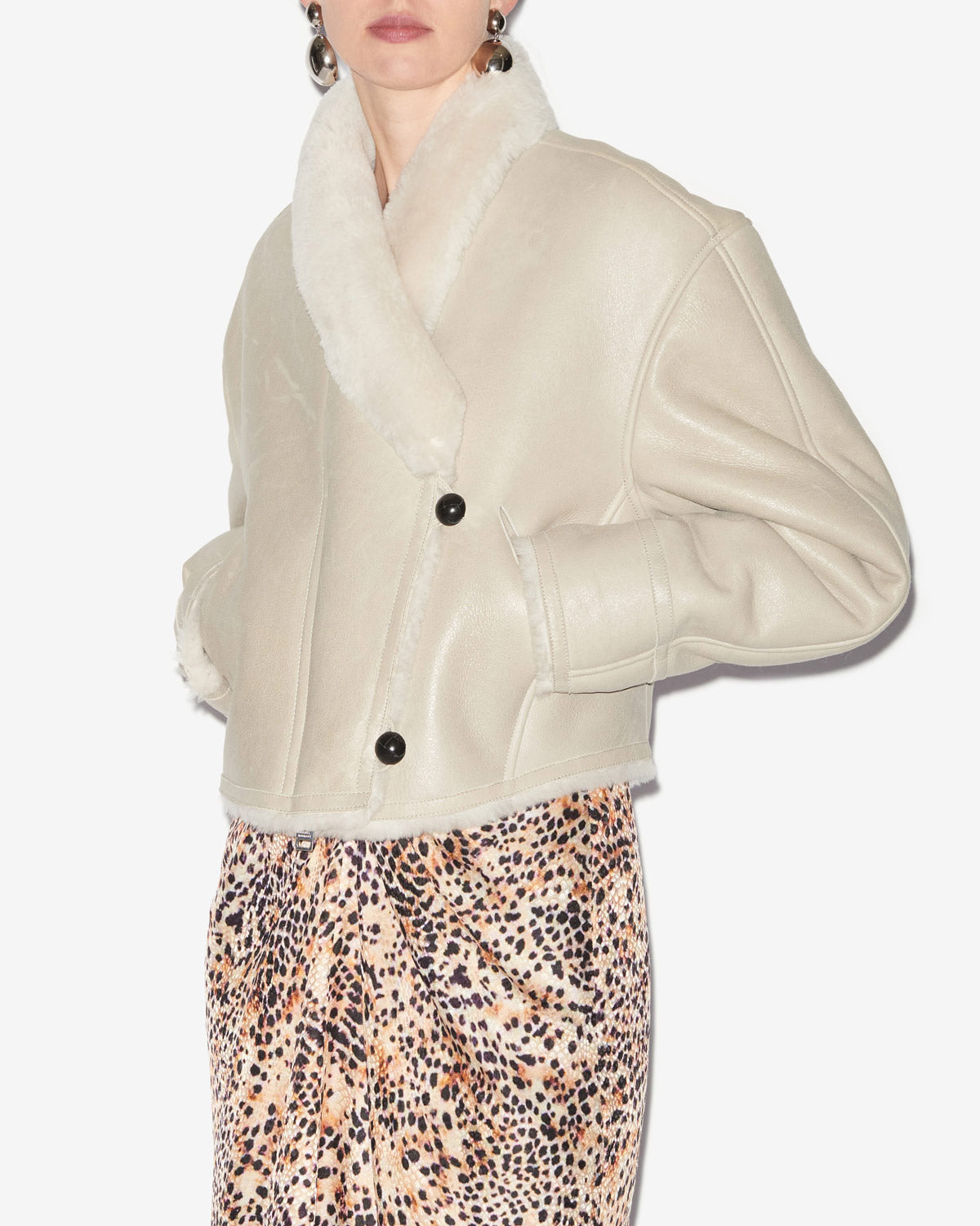 Wendemantel eriana aus gewendetem lammleder - Beige - Woman - 3