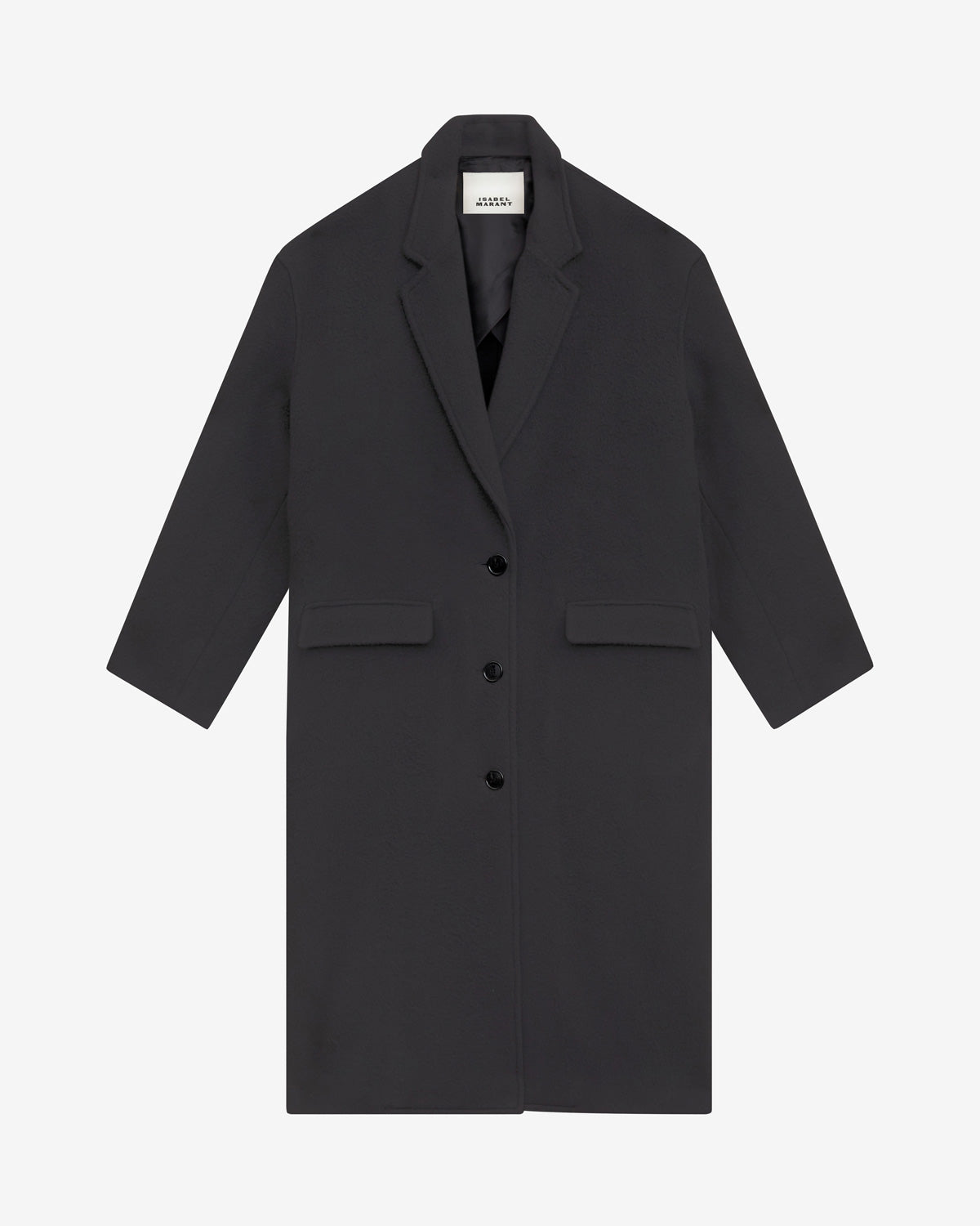 Efezia long coat in plain-colored cashmere and wool - Black - Woman - 4
