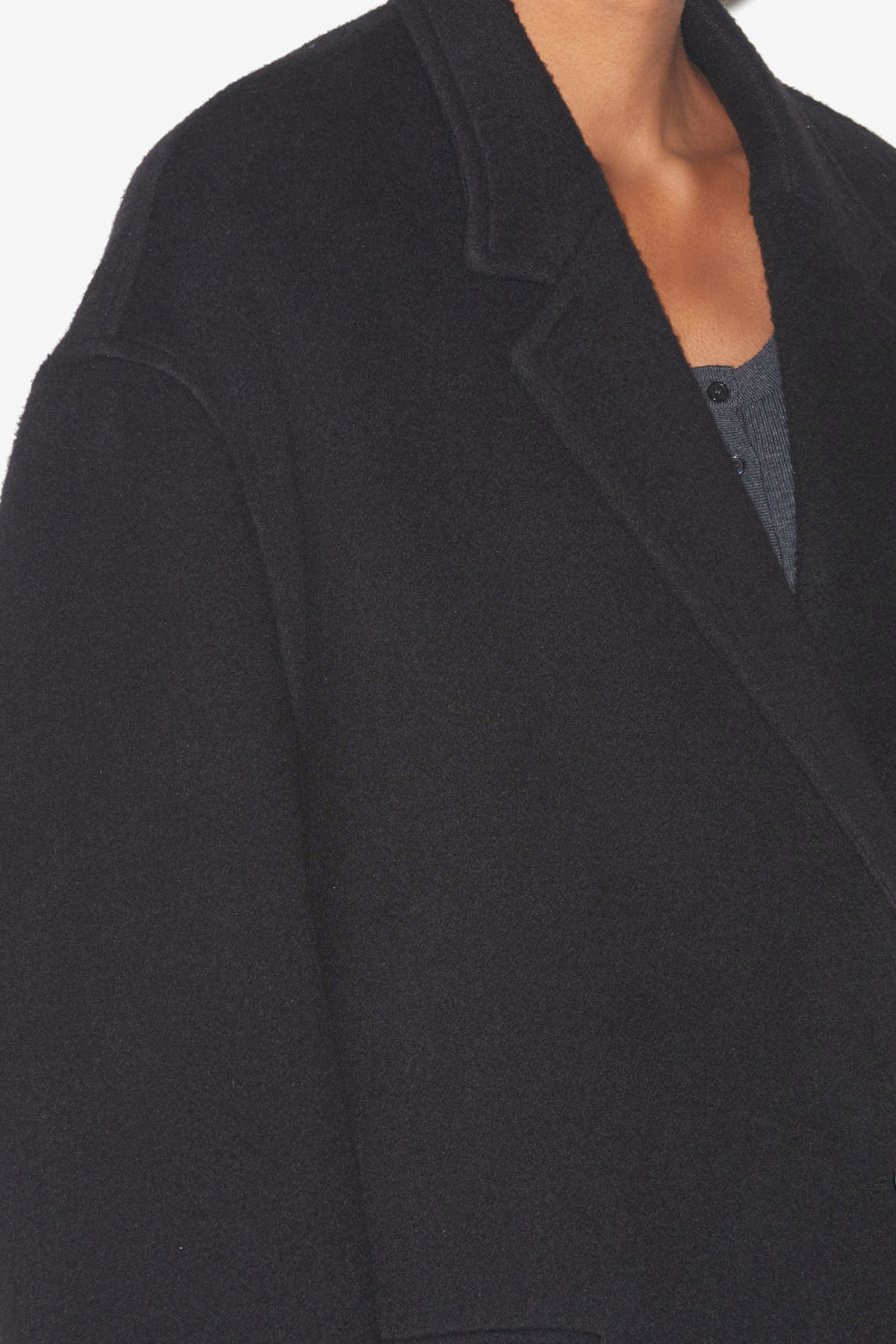 Efezia long coat in plain-colored cashmere and wool - Black - Woman - 3