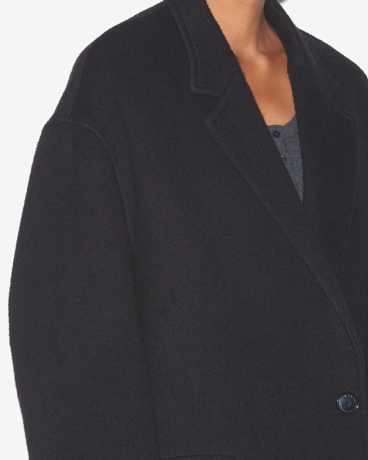 Efezia long coat in plain-colored cashmere and wool - Black - Woman - 2
