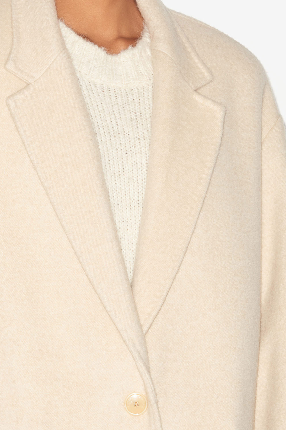 Efezia long coat in plain-colored cashmere and wool - Beige - Woman - 3
