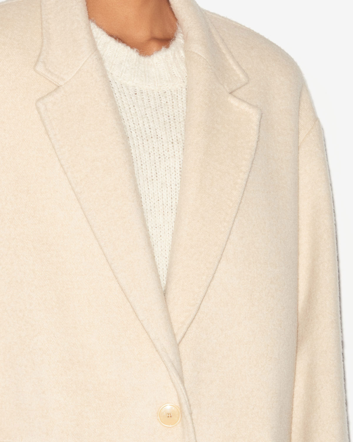 Efezia long coat in plain-colored cashmere and wool - Beige - Woman - 2