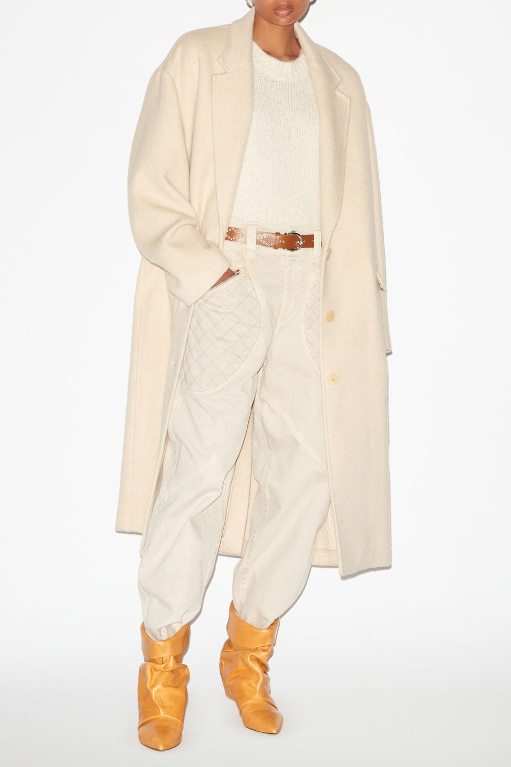 Efezia long coat in plain-colored cashmere and wool - Beige - Woman - 2