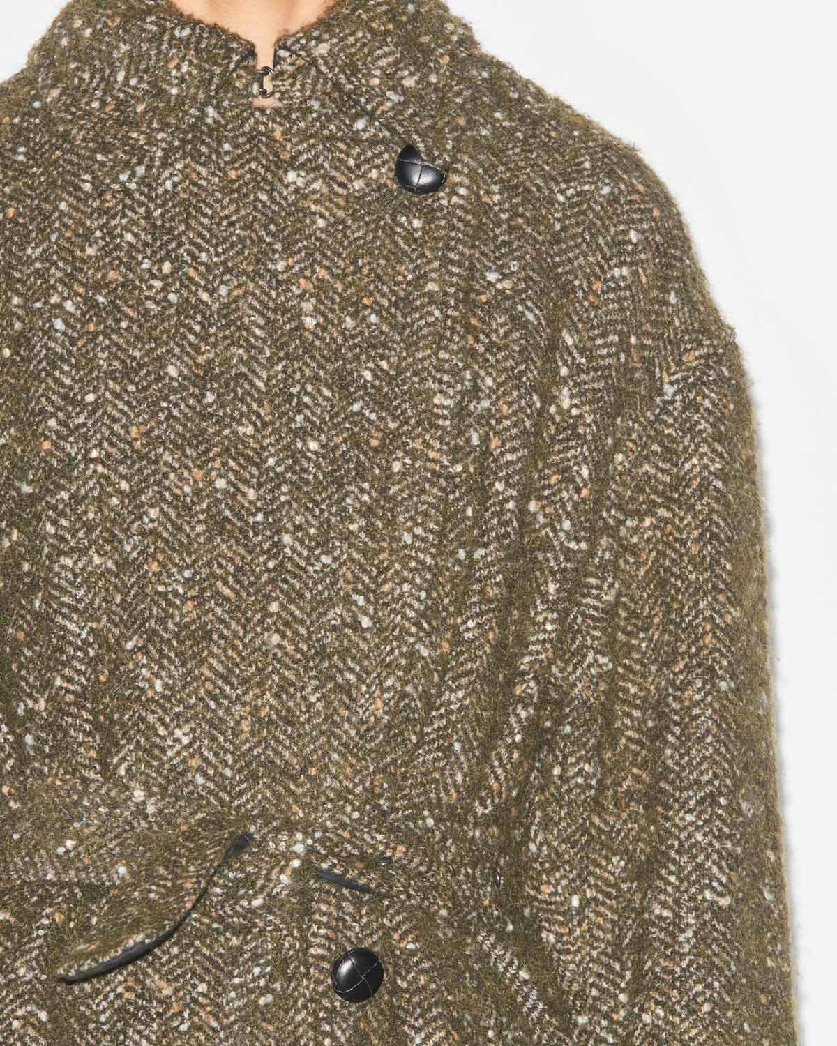 Horia long mottled wool blend coat - Khaki - Woman - 2