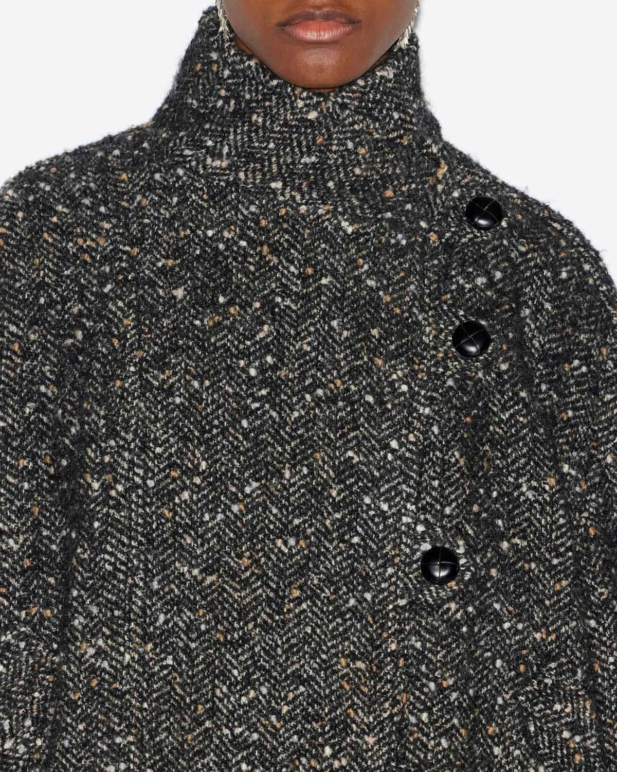 Hanis short mottled wool blend coat - Black - Woman - 2