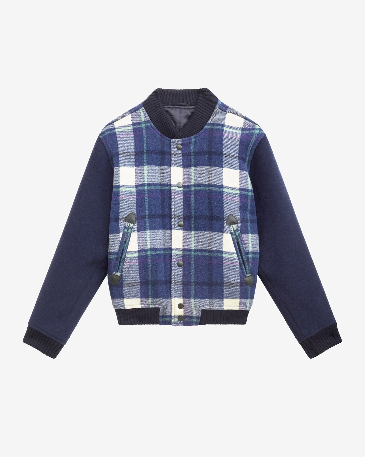 Kalban fluffy checkered wool blend coat - Faded night - Man - 5