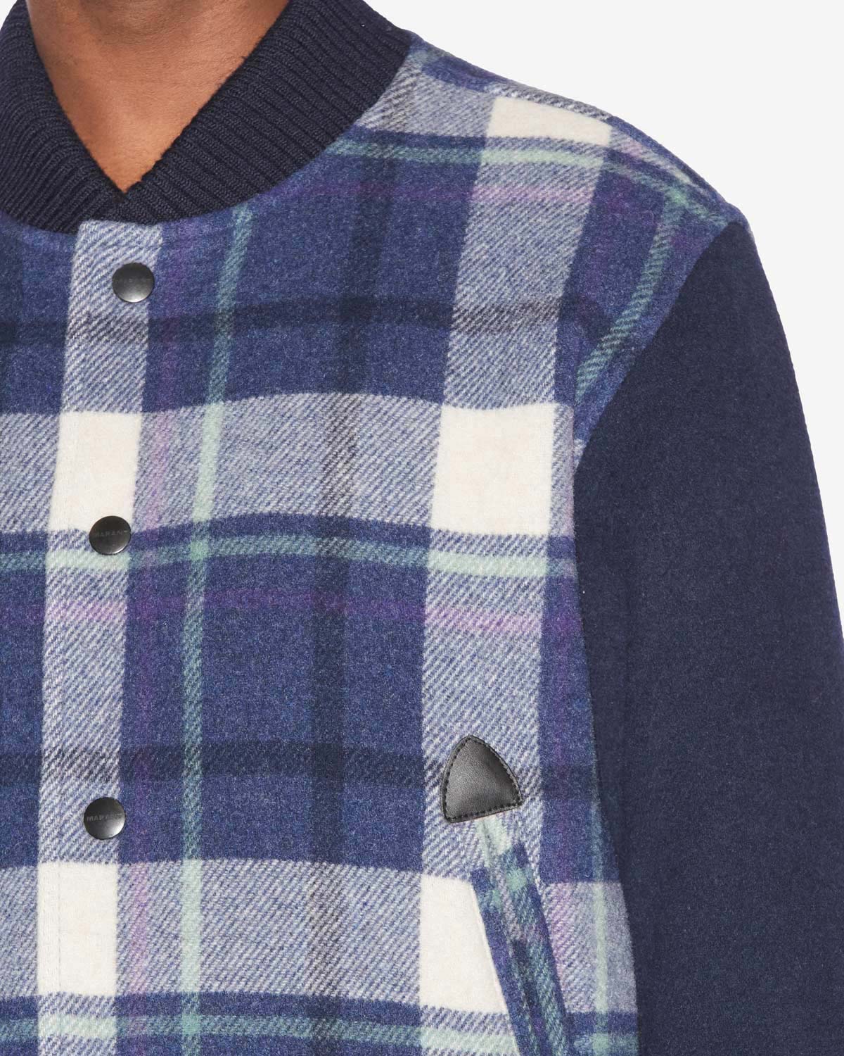 Kalban fluffy checkered wool blend coat - Faded night - Man - 2