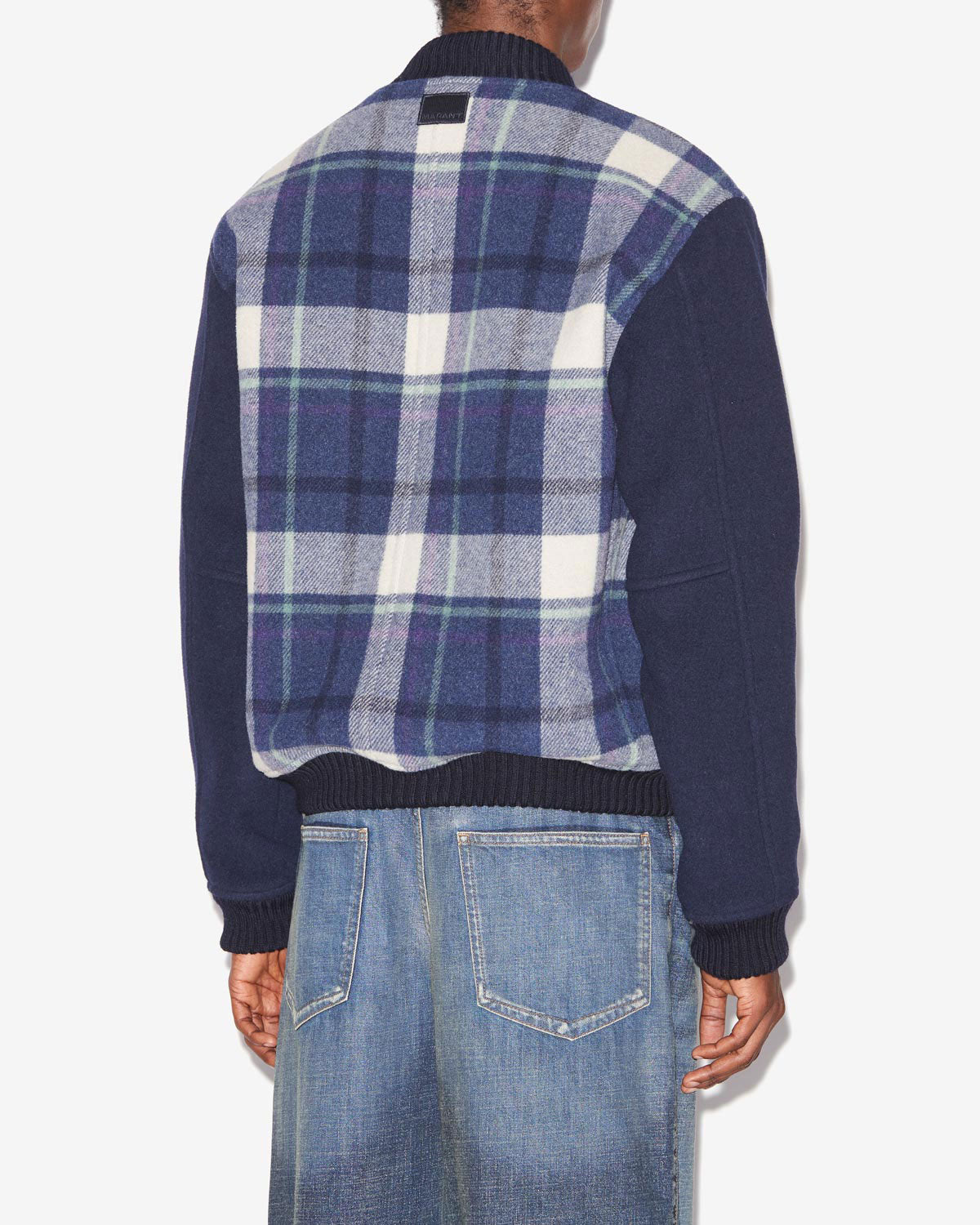 Kalban fluffy checkered wool blend coat - Faded night - Man - 4