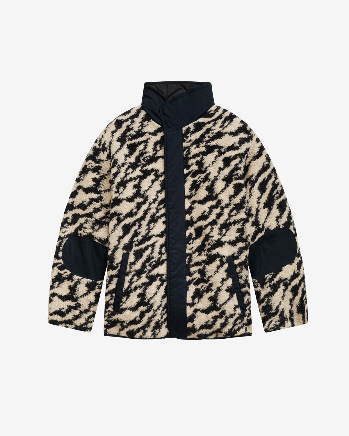 오데마(odemmah) 제브라 패턴 울 퀼팅 리버시블 코트 - Black-beige - Man - 4