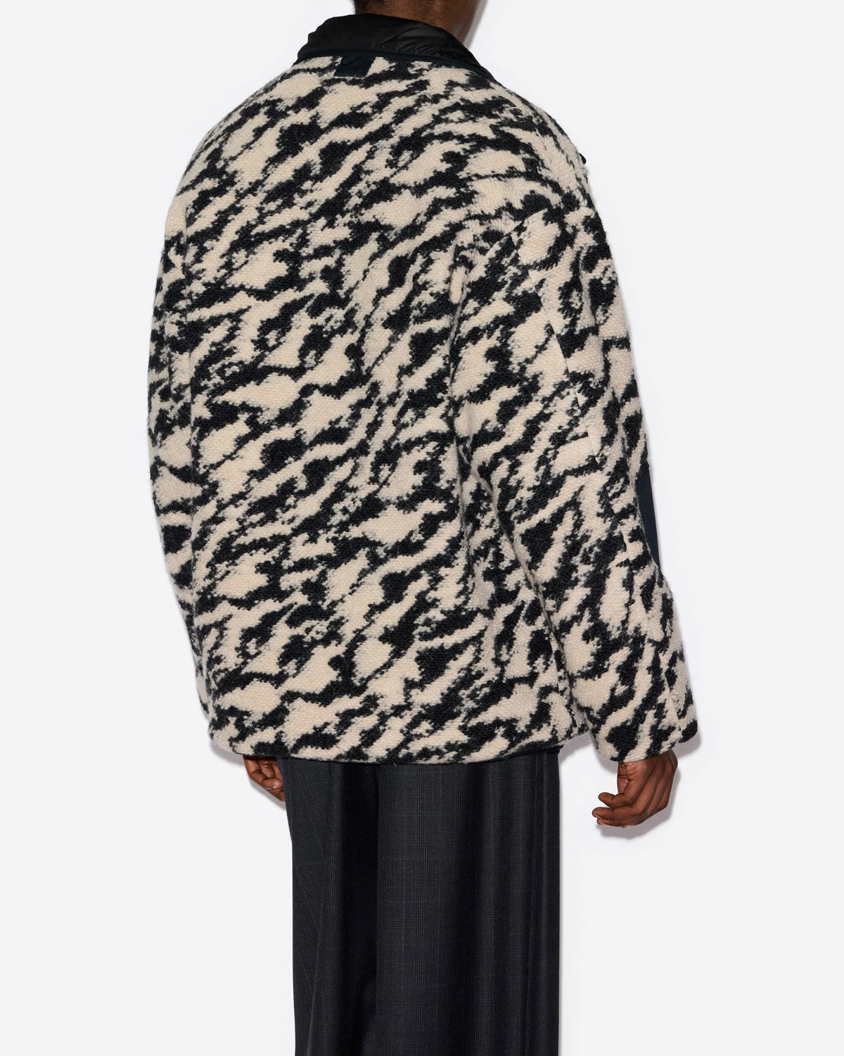 오데마(odemmah) 제브라 패턴 울 퀼팅 리버시블 코트 - Black-beige - Man - 3