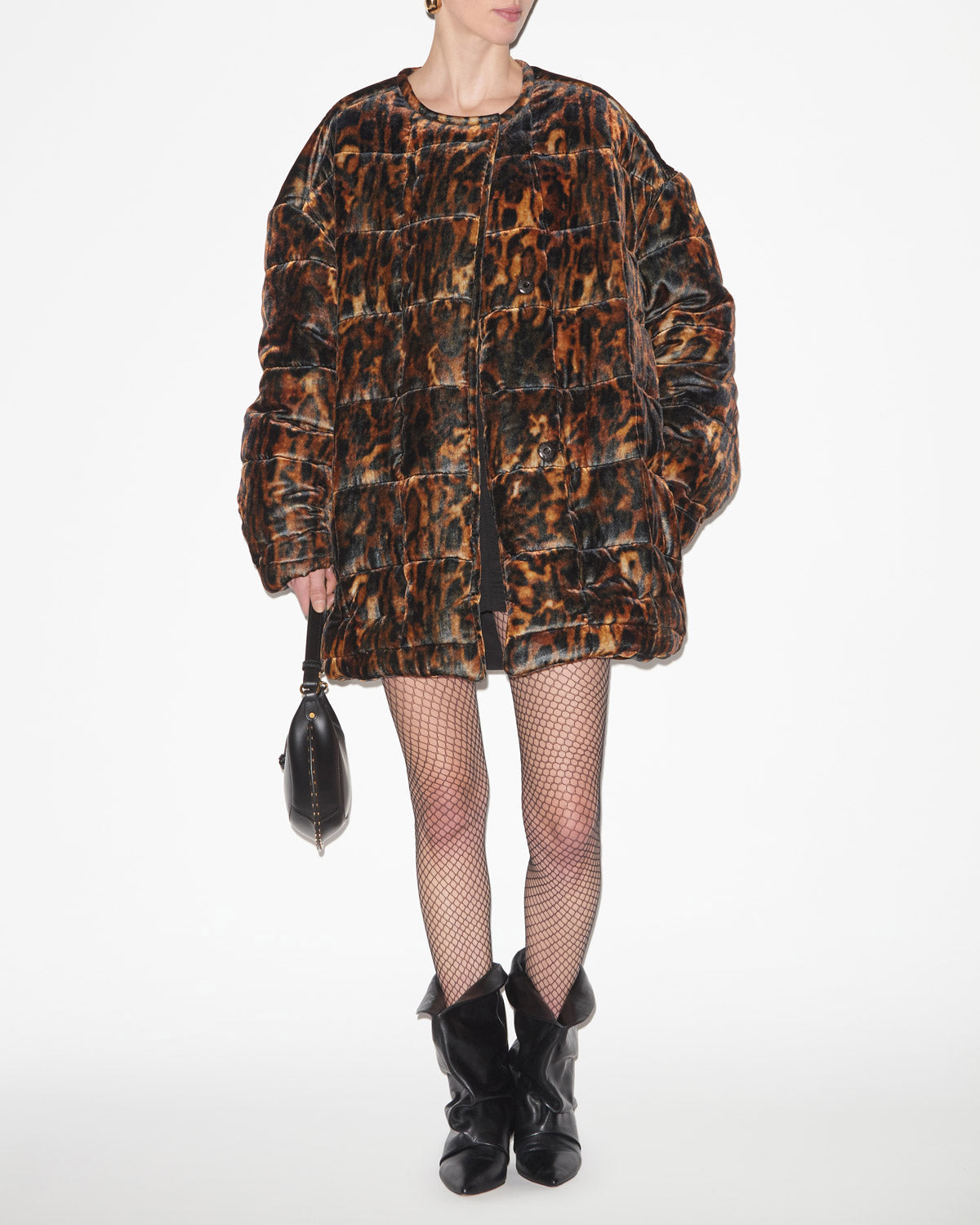 도리안(doriane) 레오파드 패턴 벨벳 패딩 코트 - Leopard - Woman - 1