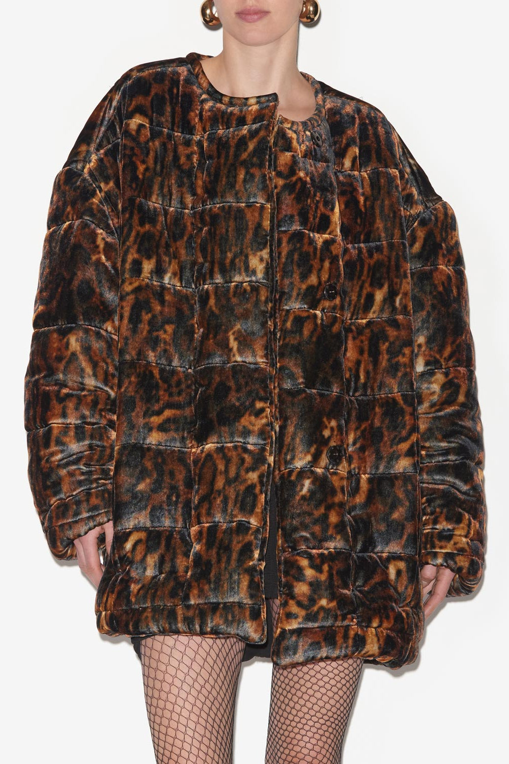 Doriane quilted leopard velvet coat - Leopard - Woman - 4