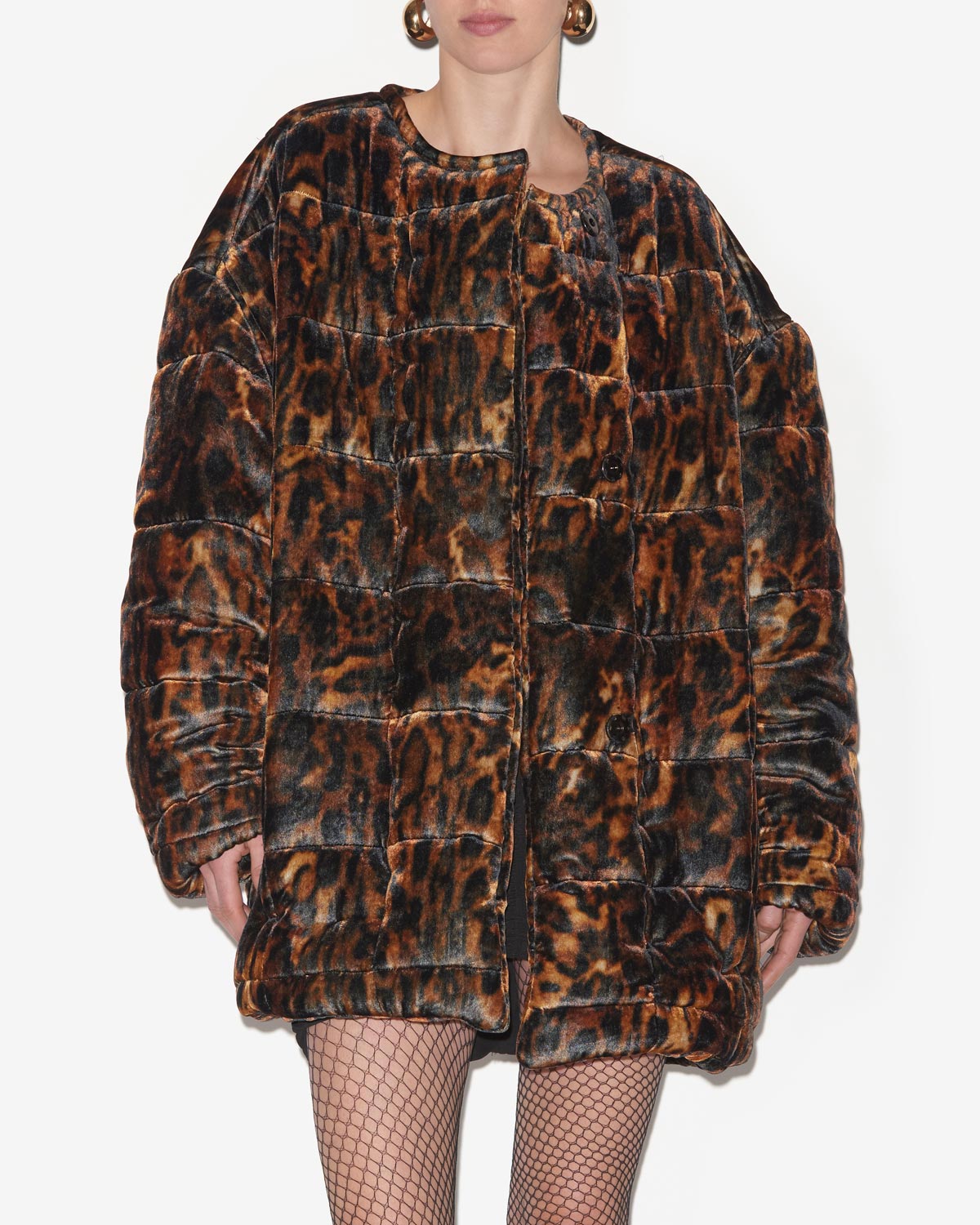 도리안(doriane) 레오파드 패턴 벨벳 패딩 코트 - Leopard - Woman - 3