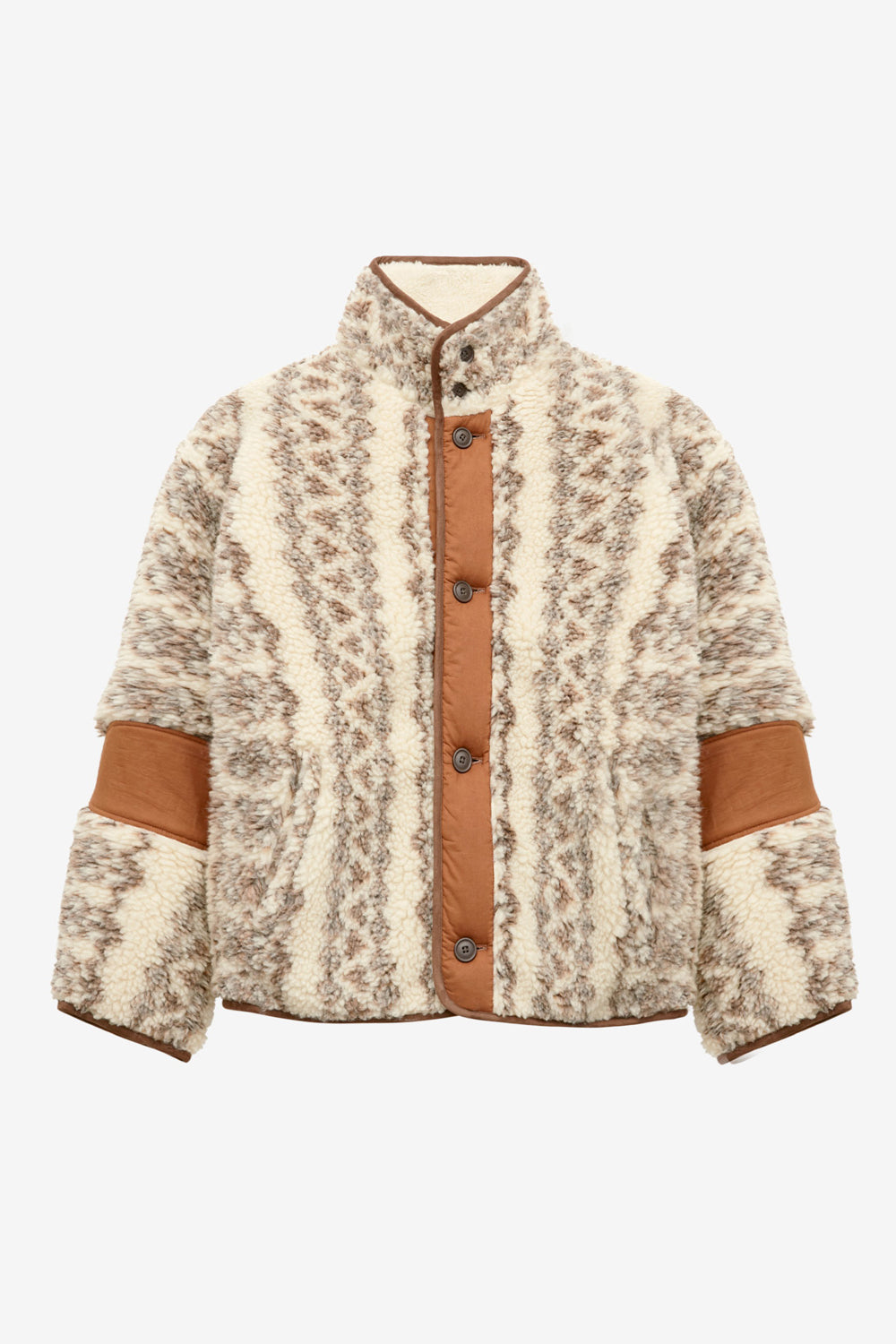 Abrigo madeo reversible efecto borreguito estampado - Ecru-brown - Man - 1