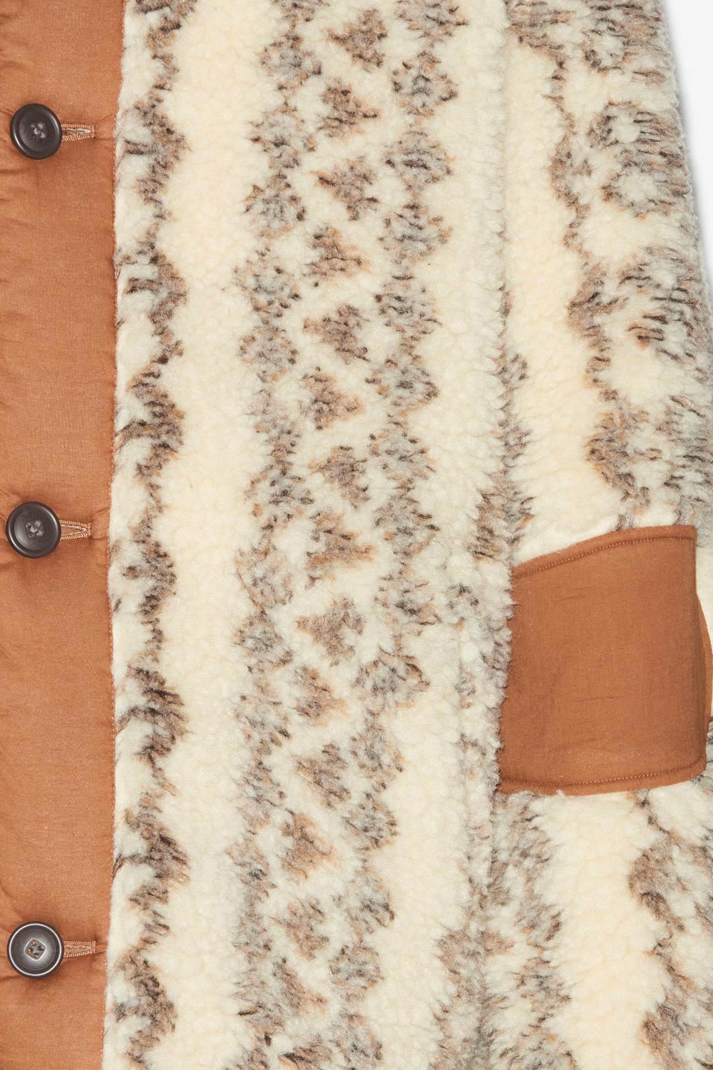 Abrigo madeo reversible efecto borreguito estampado - Ecru-brown - Man - 3