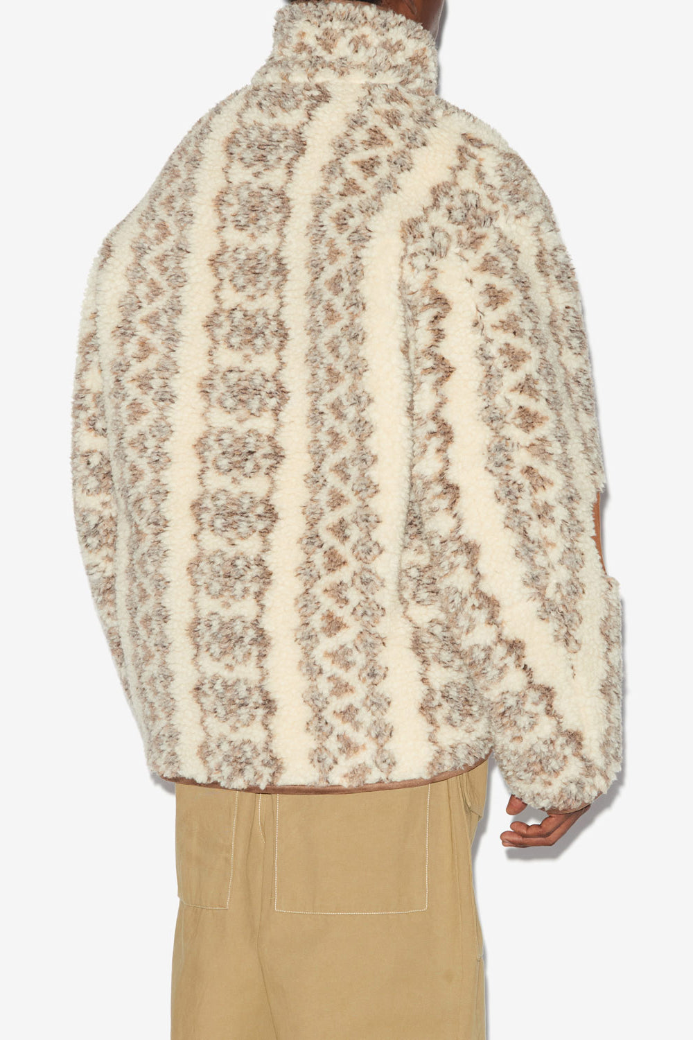 Abrigo madeo reversible efecto borreguito estampado - Ecru-brown - Man - 5