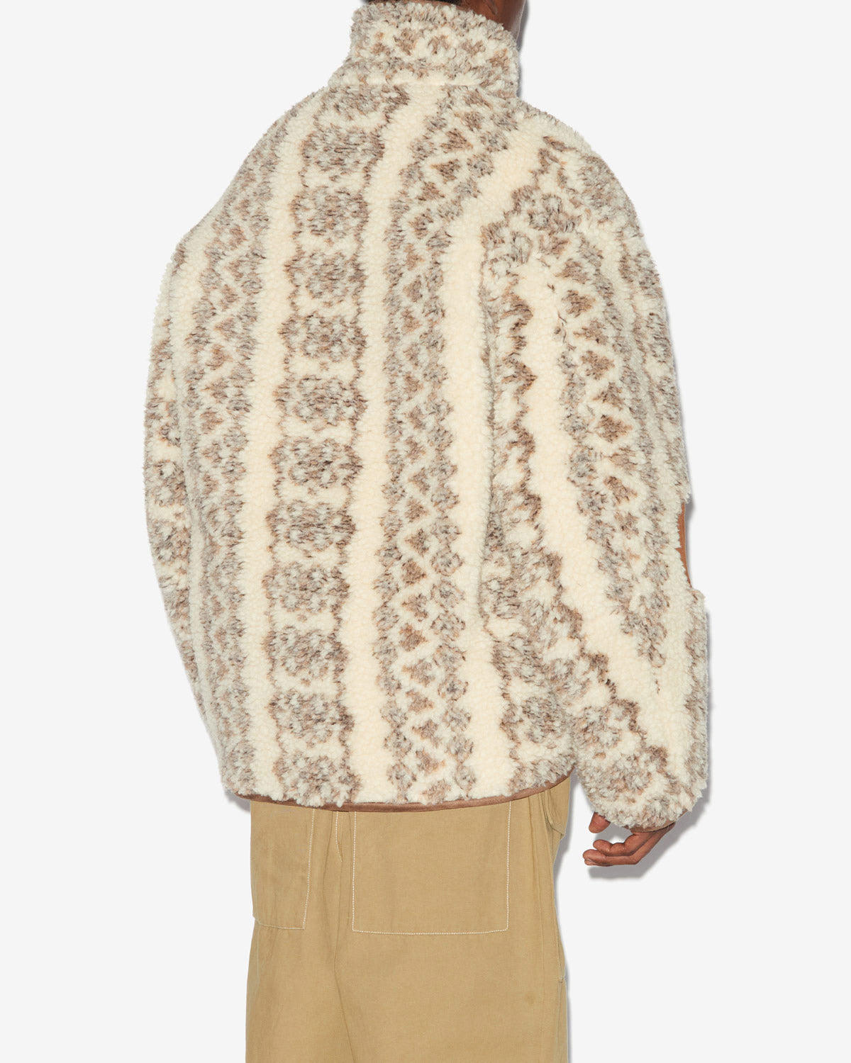 Madeo reversible printed shearling style coat - Ecru-brown - Man - 4