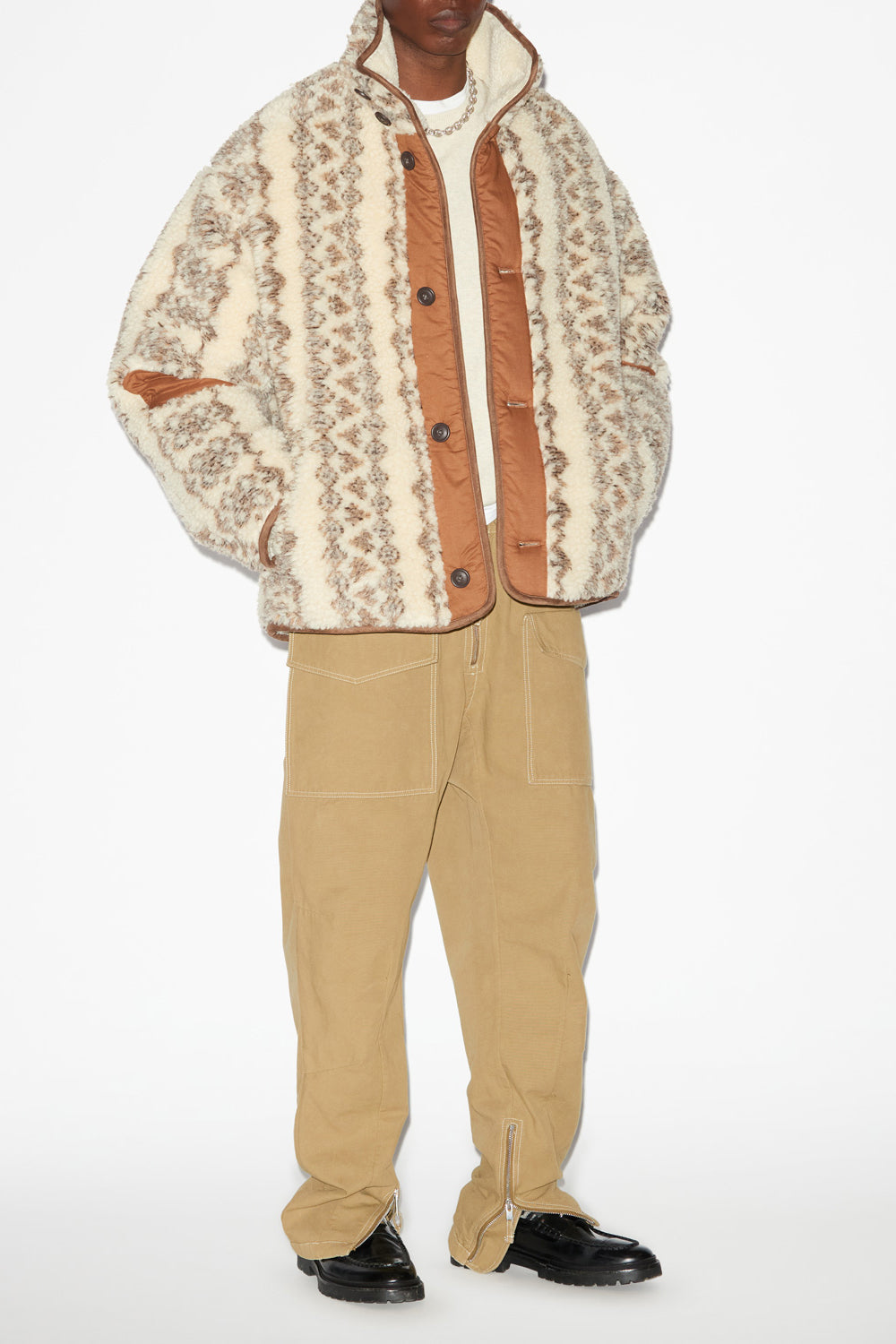 Abrigo madeo reversible efecto borreguito estampado - Ecru-brown - Man - 2