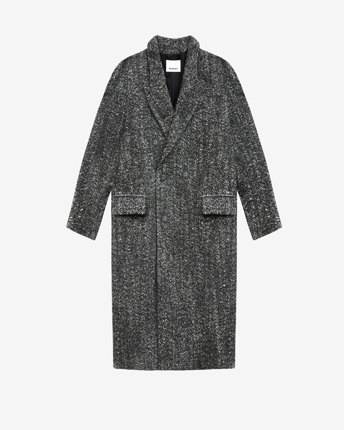 Denton long mottled wool blend coat - Black-white - Man - 4